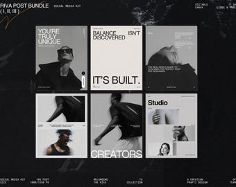 Instagram Post Templates | 105 Editable Canva Social Media Templates For Branding |  Social Media Kit Bundle