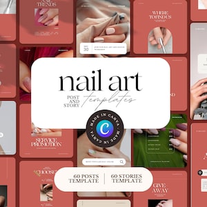 120 Nail Salon Instagram Story and Post Templates | Manicure Pedicure Beauty | Nail Care Story Templates | Canva Template