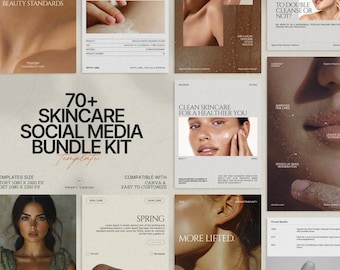 Skincare Instagram Stories and Post Kit | 70 Editable Minimalist Canva Templates for Beauty Brands, Influencers and Skincare Marketing