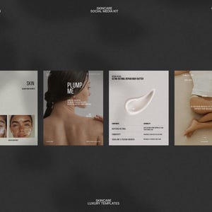 This Skincare Instagram Post Bundle Kit features a collection of fully editable Canva templates designed in a minimalist aesthetic with a soothing Forest Retreat color palette, perfect for skincare brands, beauty influencers, and salons to create stunning posts that showcase products, tutorial content, and client testimonials while maintaining an aesthetically consistent social media feed.