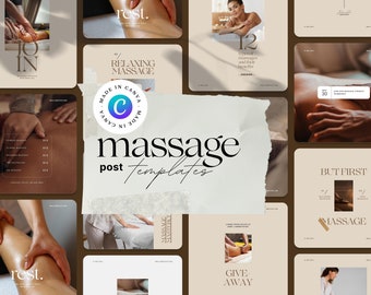 Massage Therapist Instagram Post Templates: Spa & Beauty Business (Canva)