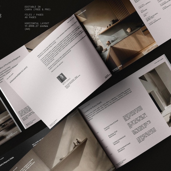Luxury Real Estate Brochure Canva Templates, 40-Page Property Magazine Template for Realtor Marketing, Editable listing presentation Catalog