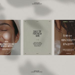 This Skincare Instagram Post Bundle Kit features a collection of fully editable Canva templates designed in a minimalist aesthetic with a soothing Forest Retreat color palette, perfect for skincare brands, beauty influencers, and salons to create stunning posts that showcase products, tutorial content, and client testimonials while maintaining an aesthetically consistent social media feed.