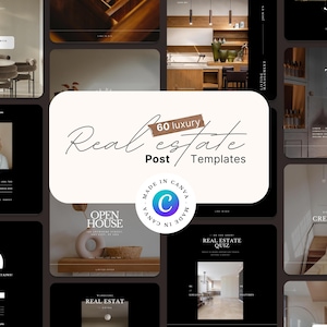 Plantillas de publicaciones inmobiliarias para redes sociales / Plantillas editables de publicaciones inmobiliarias / Plantillas de agentes inmobiliarios de lujo / Plantilla Canva de Instagram