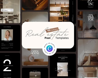 Luxury Real Estate Instagram Post Templates: 60 Canva Realtor Designs