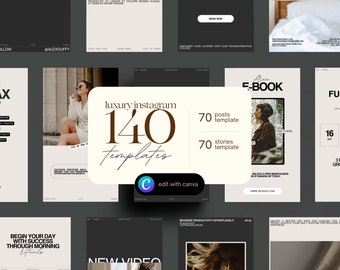 140 Aesthetic Instagram Post + Story Templates | Instagram Template | Minimalistic Instagram Templates | Canva Templates | for Social Media