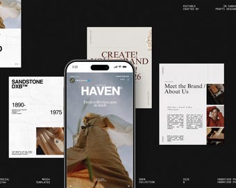 210+ Instagram Post & Story Templates | Editable Canva Social Media Kit Layout | OREN Bundle