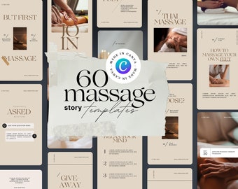 Massage Instagram Story Templates: Spa Social Media (60 Editable Canva Templates)