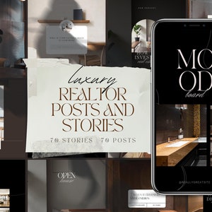 140 Luxury Real Estate Instagram Story + Post Templates for Canva | Editable Luxury Realtor Templates |  Social Media Templates