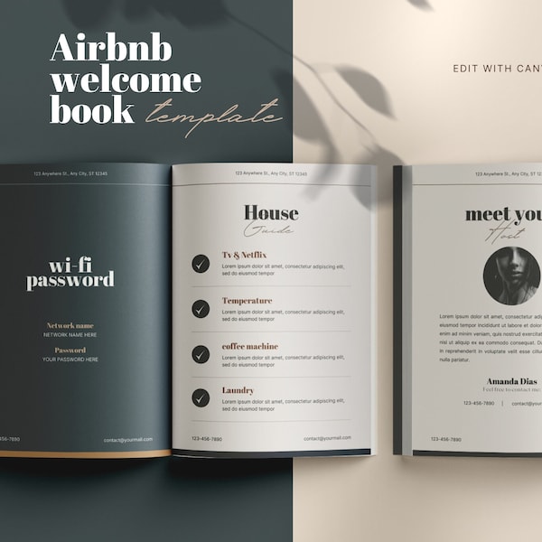 Airbnb Willkommen Buch Vorlage Cabin, VRBO Willkommen Buch Vorlage für Canva, Ferien Wohnung Willkommen Buch Vorlage, Airbnb Willkommen Berg