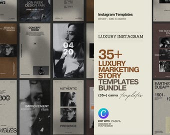 Instagram Story Templates Canva |  Canva Social Media Template | Small Business Marketing Templates | Minimalist Luxury Stories