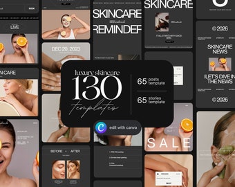 Skincare Instagram Templates: 130 Esthetician Posts & Stories (Canva)