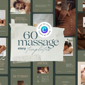 Massage Story Templates for Social Media  | Massage Therapist Instagram Story Template | Spa Editable Canva Template | Social Media Template