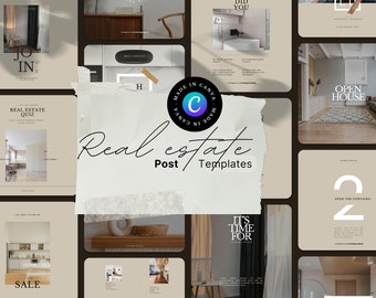 Modern Real Estate Instagram Post Templates: Editable Realtor Marketing (Canva)
