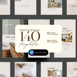 140 Real Estate Instagram Post + Story Templates for Canva | Luxury Realtor Templates | Real Estate Template For Canva | Real Estate Bundle
