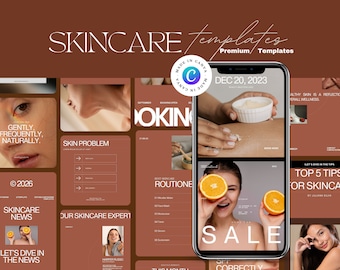 Hautpflege Instagram Post-Vorlagen: Kosmetikerin Canva Templates (Digitaler Download)