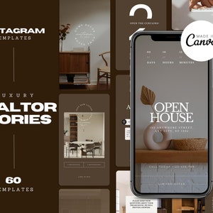 60 Real Estate Instagram Story For Canva | Luxury Realtor Templates | Instagram Canva Template | Social Media Templates | Editable Templates