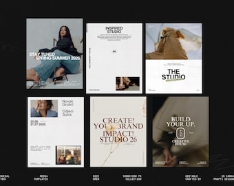 105+ Modern Instagram Posts | Business Social Media Templates For Canva | OREN Post Bundle