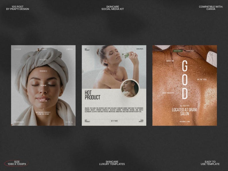 This Skincare Instagram Post Bundle Kit features a collection of fully editable Canva templates designed with a minimalist aesthetic in a soothing Forest Retreat color palette, perfect for skincare brands, beauty influencers, and salons to effortlessly create beautiful posts showcasing products, tutorials, seasonal promotions, and client testimonials for cohesive social media marketing.