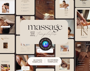 Massage Instagram Templates: Spa Salon Canva Design (Digital Download)