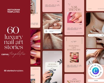 Nail Salon Instagram Story Templates: Manicure Social Media (Canva)