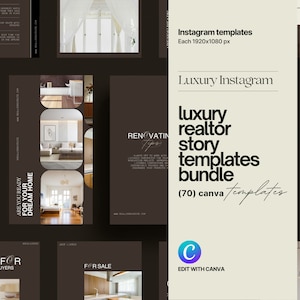 Real Estate Social Media Bundle | Real Estate Template For Canva | RealEstate Stories Template For Instagram | Luxury Realtor Story Template