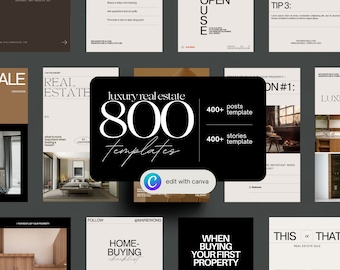 Modelli Instagram per immobili di lusso: oltre 800 post e storie Canva (download digitale)