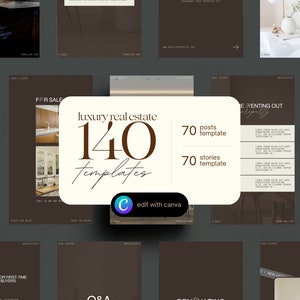 140 Real Estate Instagram Post + Story Templates for Canva | Luxury Realtor Templates | Real Estate Template For Canva | Real Estate Bundle