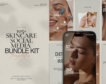 Skincare Instagram Stories Bundle Kit | 105 Editable Canva Template for Beauty Brands, Influencer and Skincare Marketing | Minimalist Design