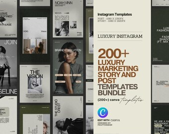 Instagram Marketing Canva Templates: Social Media Story & Post Kit (200 Designs)