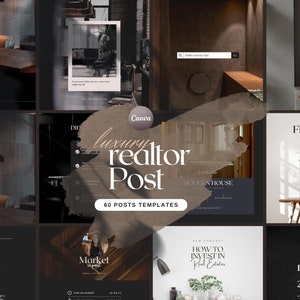 60 Real Estate Instagram posts Templates for Canva | Luxury Realtor Templates | Instagram Canva Template | Social Media Templates