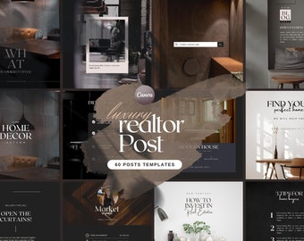 60 Real Estate Instagram posts Templates for Canva | Luxury Realtor Templates | Instagram Canva Template | Social Media Templates