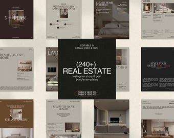 Real Estate Instagram Story & Post Template Bundle | 240 Canva Designs for Property Marketing