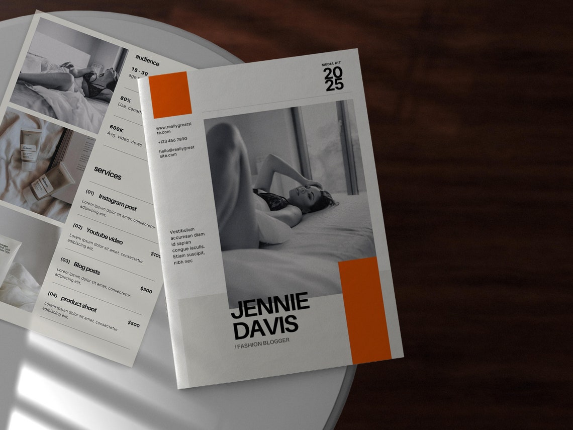 Influencer Media Kit Template: Blogger Rate Card, Canva (4 Page) - Etsy