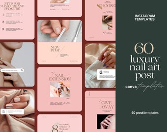 Nail Salon Instagram Post Templates: Manicure Pedicure Beauty (Canva Template)