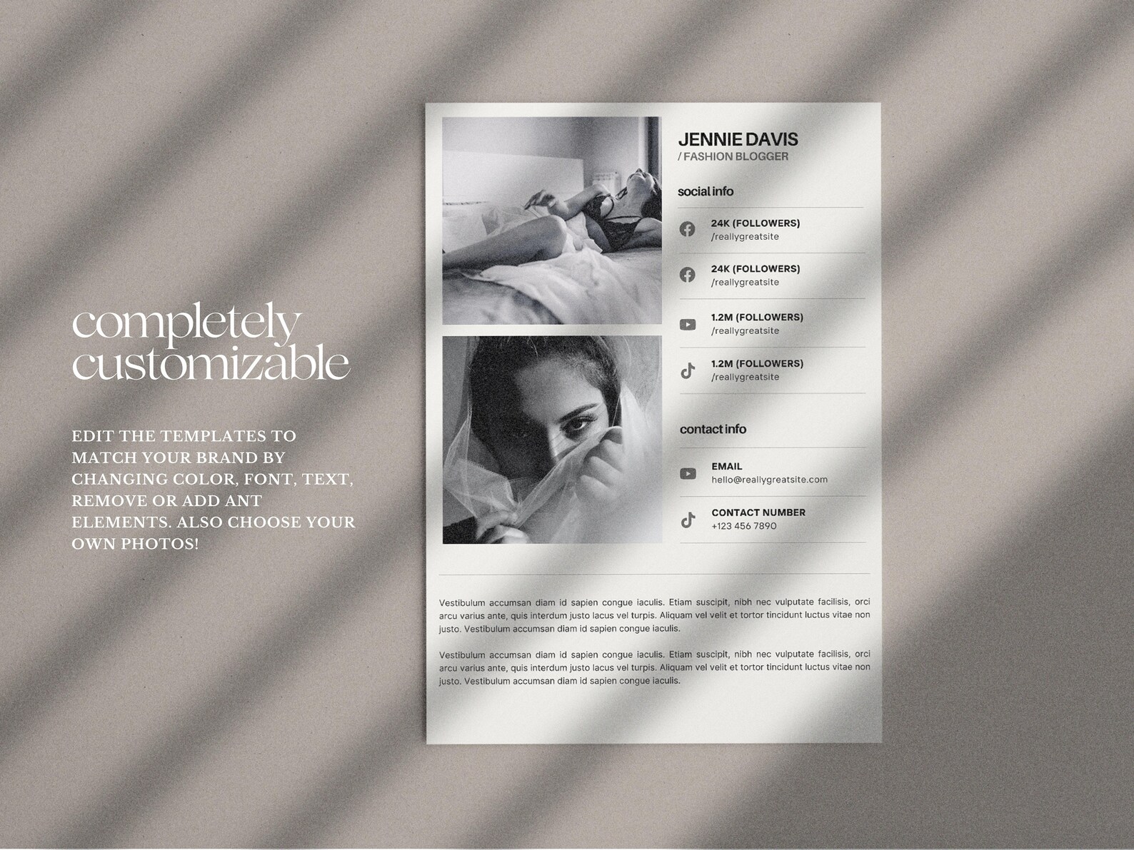 Influencer Media Kit Template: Blogger Rate Card, Canva (4 Page) - Etsy