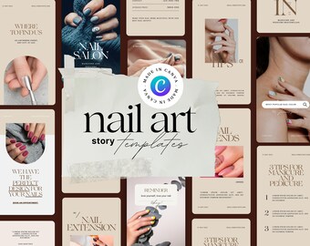 Plantillas de historias de Instagram para salones de uñas: Nail Art en redes sociales (Canva)
