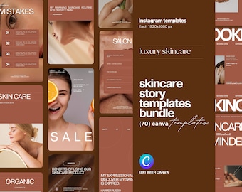 Hautpflege Instagram Templates: Kosmetikerin Social Media (Canva, 65 Posts) (Digital Download)