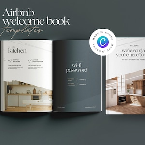 Airbnb Welcome Book Editable Template Cabin, VRBO Welcome Book Template for Canva, Vacation Rental Welcome Book Template