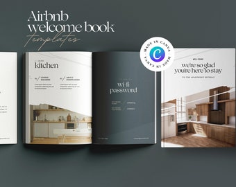 Airbnb Welcome Book Editable Template Cabin, VRBO Welcome Book Template for Canva, Vacation Rental Welcome Book Template