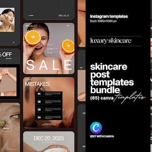Skincare Instagram Post Vorlagen | Social Media Template für Hautpflege | Kosmetikerin Instagram Template | Instagram Template Beauty | Leinwand