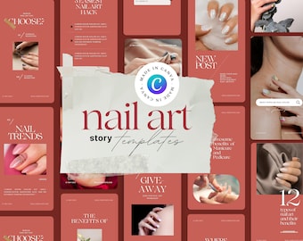Plantillas de historias de Instagram para salones de uñas: manicura y pedicura (plantilla de Canva)