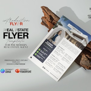 Folleto de presentación de bienes raíces / Carta de saludo al vecino / Marca inmobiliaria / Plantilla Canva / Folleto para nuevos agentes / Carta de presentación / Agente inmobiliario