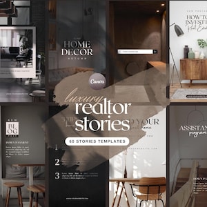 60 Real Estate Instagram Story Templates for Canva | Luxury Realtor Templates | Instagram Canva Template | Social Media Templates