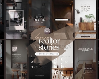 60 Real Estate Instagram Story Templates for Canva | Luxury Realtor Templates | Instagram Canva Template | Social Media Templates