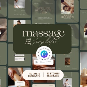 120 Instagram Template for Massage Therapist | Massage Salon Instagram Template | Spa Canva Template | Minimalism Instagram Canva Template
