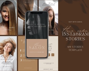 Hair Salon Instagram Story Templates: Editable Beauty Stories (60 Canva Templates)