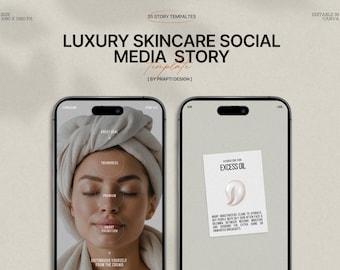 Skincare Instagram Stories Pack | 35 Editable Canva Template | Minimalist Beauty Story Designs, Influencer, Brands | Forest Retreat Colors