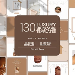 130 Skincare Social Media Template For Instagram | Skincare Instagram Post | Skincare Instagram Stories |  Beauty Social Media Template