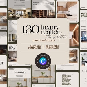 130 Real Estate Instagram Post + Story Templates for Canva | Luxury Realtor Templates | Instagram Canva Template